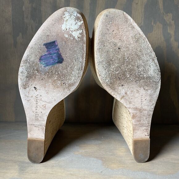 Veronica Beard Dali Python-Embossed Heels Cork Platform Wedge Mules Womens 10 - Picture 9 of 12